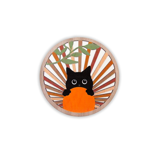 sun cat wooden coasters