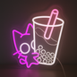 pink kitty boba tea light