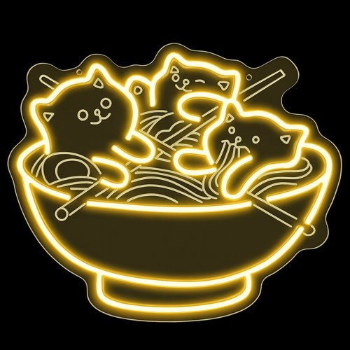 kitty ramen neon light
