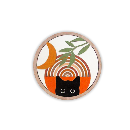 sun cat wooden coasters