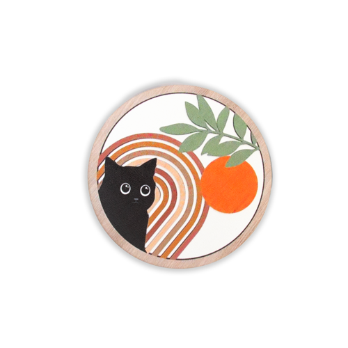 sun cat wooden coasters
