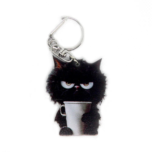 grumpy coffee cat keyring