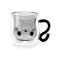 black cat glass mug