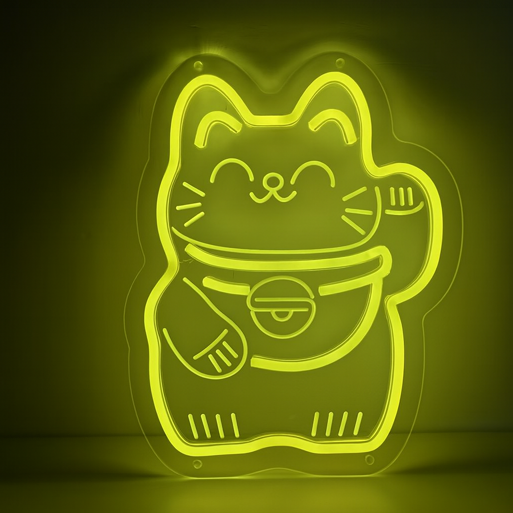 maneki neko neon light