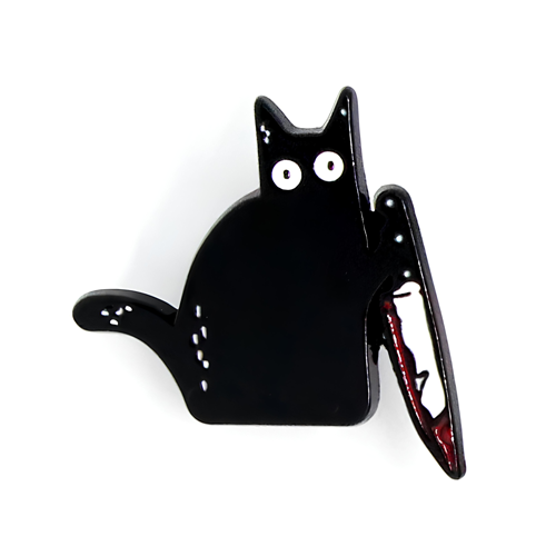 psycho black cat pin