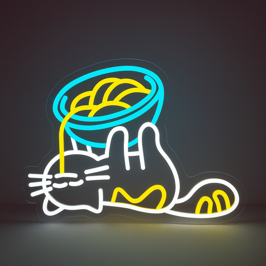 noodle belly cat neon light