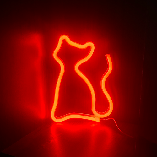 red neon cat light