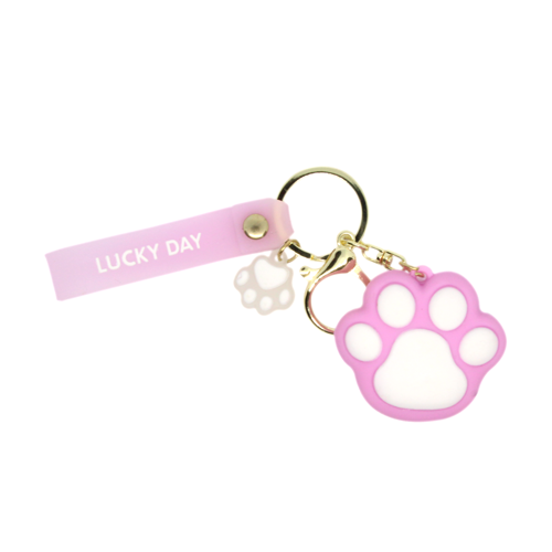 pink paw rubber keyring