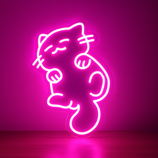 sleepy kitty neon light