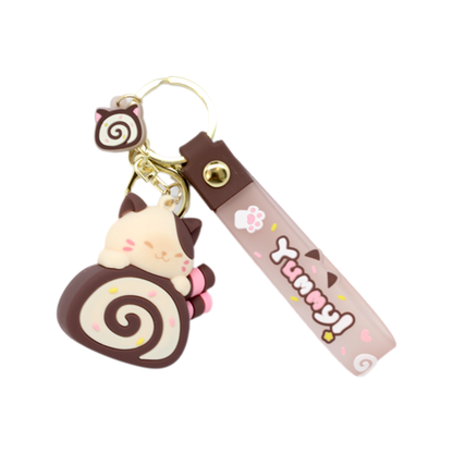 swiss roll kitty keyring
