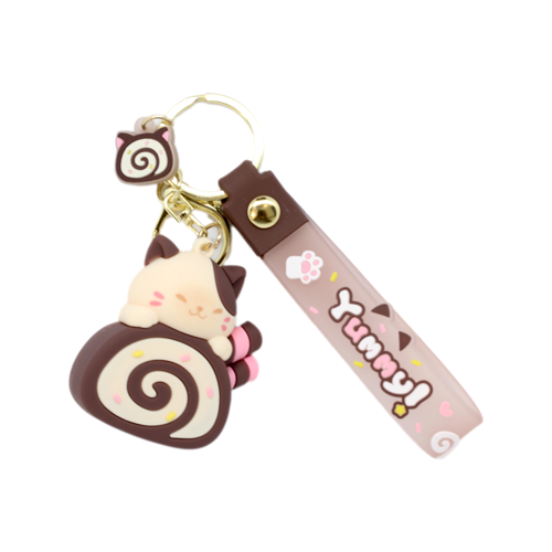 swiss roll kitty keyring