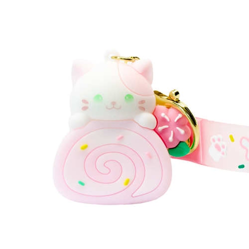 swiss roll kitty keyring