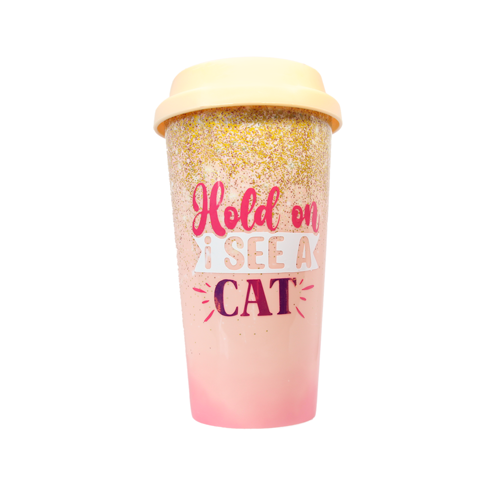 hold on i see a cat travel mug